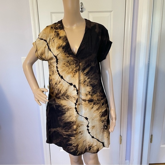 Reverse tie dye dress short sleeve lightning galaxy M black Milky Way - Picture 6 of 13